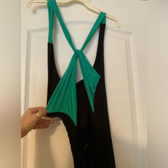 Arden B sexy maxi dress with criss cross back, black/teal - Picture 7 of 9